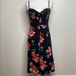 AUW Red and Orange  floral Midi Sundress